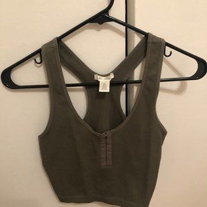 Bozzolo Crop Razorback Olive Green Tank - Size M/L - NWOT